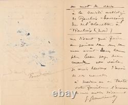 Au relieur Léon GRUEL lettre autographe signée avec DESSIN Fourdrain