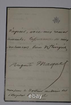 Auguste MAQUET, Poète LETTRE AUTOGRAPHE SIGNÉE DE RECCOMANDATION A UN DOCTEUR
