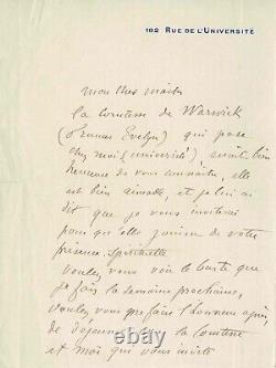 Auguste RODIN Lettre autographe signée. Le buste de la comtesse de Warwick