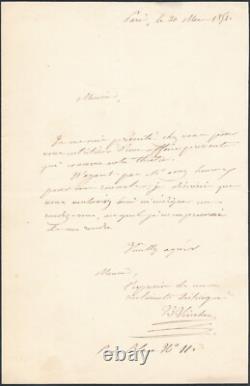 Auguste VINCHON lettre autographe signée affaire théâtre