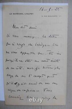 Autographe Lettre écrite et signée par le Maréchal Hubert Lyautey 1926 Académie