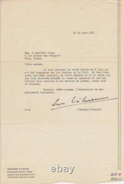Autographe Lettre signée par Georges Simenon en 1953 écrivain auteur Maigret