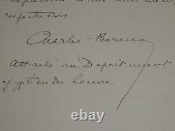 BOREUX Charles LETTRE AUTOGRAPHE SIGNÉE 1905 + DESSIN PALAIS DU LOUVRE