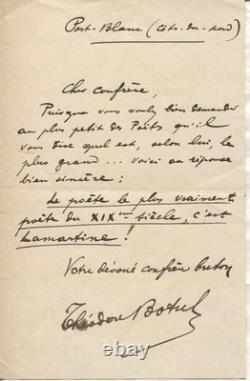 BOTREL (Théodore). Lettre autographe signée, réponse à l'Enquête de l'Ermitage