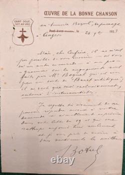 BOTREL (Théodore). Lettre autographe signée, réponse à l'Enquête de l'Ermitage