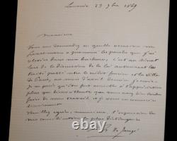 Baron Charles Alfred DE JANZÉ LETTRE AUTOGRAPHE SIGNÉE, 1869