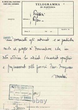 Benito MUSSOLINI Lettre autographe signée. Septembre 1941