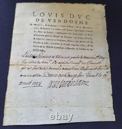Bourbon (Louis Joseph de, Duc de Vendome) Lettre autographe signée 1704