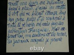 Branthôme Belle lettre autographe signée étranger dans mon propre pays 1936