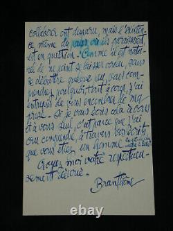 Branthôme Belle lettre autographe signée étranger dans mon propre pays 1936
