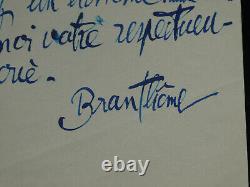 Branthôme Belle lettre autographe signée étranger dans mon propre pays 1936