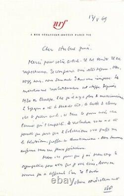 Brice PARAIN belle lettre politique sur révolution autographe signée Hubert Juin