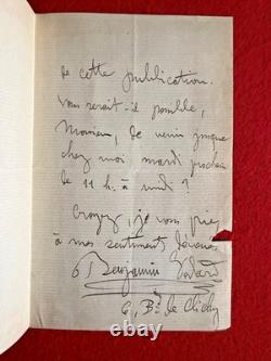 By91-lettre Autographe Signée Benjamin Godard À René Baschet-mélodie