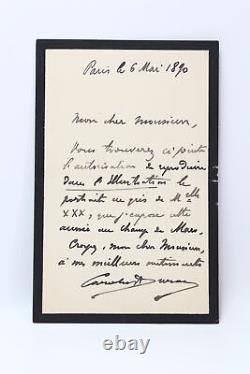 CAROLUS-DURAN Lettre autographe signée sur son portrait de jeune fille 1890