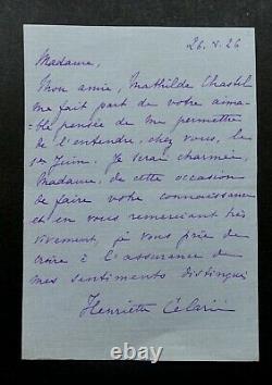 CELARIE Henriette CARTE LETTRE AUTOGRAPHE SIGNÉE À MADAME VINCENS BOUGUEREAU