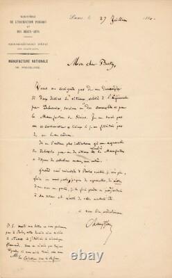 CHAMPFLEURY lettre autographe signée dessin vitraux Delacroix