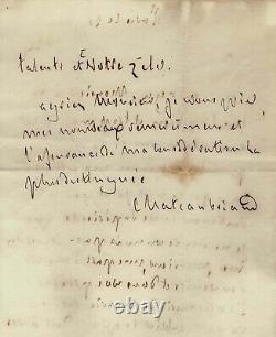CHATEAUBRIAND Lettre autographe signée. Sa puissance et sa supériorité. 1824