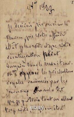 CHATEAUBRIAND Lettre autographe signée. Son soutien au baron de Vitrolles 1823
