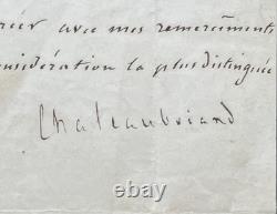 CHATEAUBRIAND Lettre signée Confidences sur son style littéraire 1840