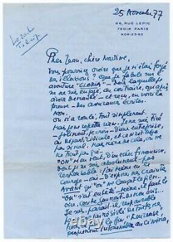 CLAUDE AUTANT-LARA Lettre autographe signée Paris 25 novembre 1977