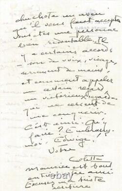 COLETTE Lettre autographe signée. L'une de ses dernières lettres. Monaco 1954