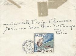 COLETTE Lettre autographe signée. L'une de ses dernières lettres. Monaco 1954