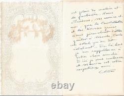 COLETTE Lettre autographe signée avec collage original. Séjour à Monte Carlo