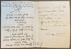 COLETTE. Lettre autographe signée, le 5 juin 1914 à Marguerite Moreno