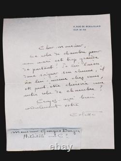 COLETTE lettre autographe signée à Georges Berger