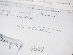 COLETTE lettre autographe signée à Georges Berger