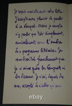 Camille MAUCLAIR LETTRE AUTOGRAPHE SIGNÉE à Paul FORT par rapport à un banquet