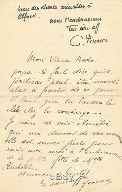 Camille PISSARRO Lettre autographe signée. Ses peintures et son arrivée à Paris