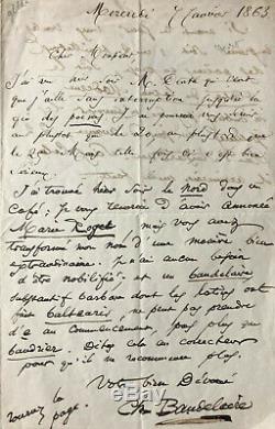 Charles BAUDELAIRE Belle lettre autographe signée à Mario Uchard (1863)