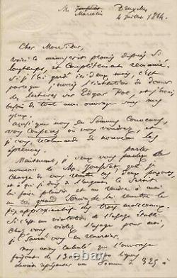 Charles BAUDELAIRE Lettre autographe signée. Edgar Poe et les poèmes en prose