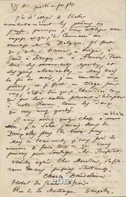 Charles BAUDELAIRE Lettre autographe signée. Edgar Poe et les poèmes en prose