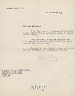 Charles DE GAULLE Lettre tapuscrite signée à Jacques DEBÛ-BRIDEL LITTÉRATURE