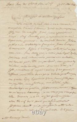Charles DE POUGENS Lettre signée à Amaury DUVAL