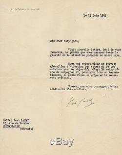 Charles De GAULLE Lettre tapuscrite signée. Elections de mai 1953. Autographe