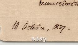 Charles Héguin de Guerle Lettre autographe signée 1807