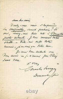 Charles Hugo Rare Lettre autographe signée Victor Hugo Les Miserables