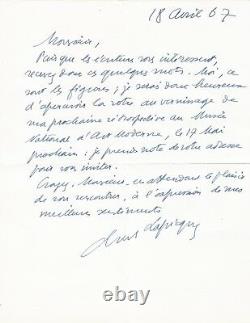 Charles LAPICQUE / Lettre autographe signée. Son exposition Musée dArt Moderne