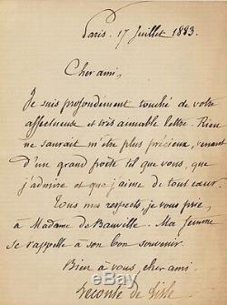 Charles LECONTE DE LISLE. Lettre autographe signée à Théodore de BANVILLE. 1883