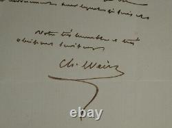 Charles WEISS LETTRE AUTOGRAPHE SIGNÉE &liste titulaire pour un Marquis 1853