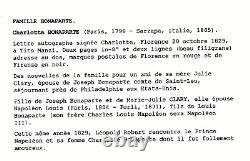 Charlotte Bonaparte. Lettre autographe signée à Tito Manzi