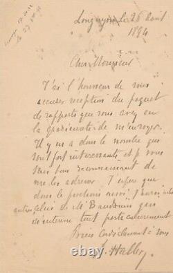 Chimiste Albin Haller rapport Bauduin lettre autographe signée 1894