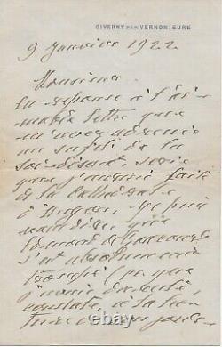 Claude MONET Lettre autographe signée impressionnisme