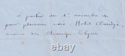 Colette Lettre autographe signée Claridge 1930