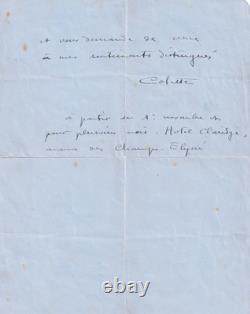 Colette Lettre autographe signée Claridge 1930