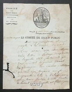 Comité de Salut Public Lettre manuscrite signée Sieyès, Boissy, Merlin. 1794
