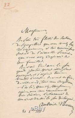 Compositeur Ambroise Thomas Lettre autographe signée Alexis de Garaudé 1851